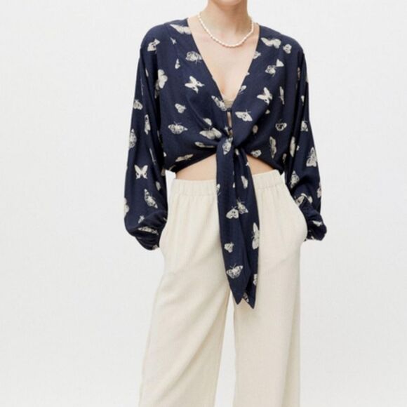 Urban Outfitters Tie-front Butterfly Top - Picture 1 of 8